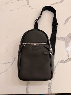 Bally Black Leather Crossbody Sling Bag for Men